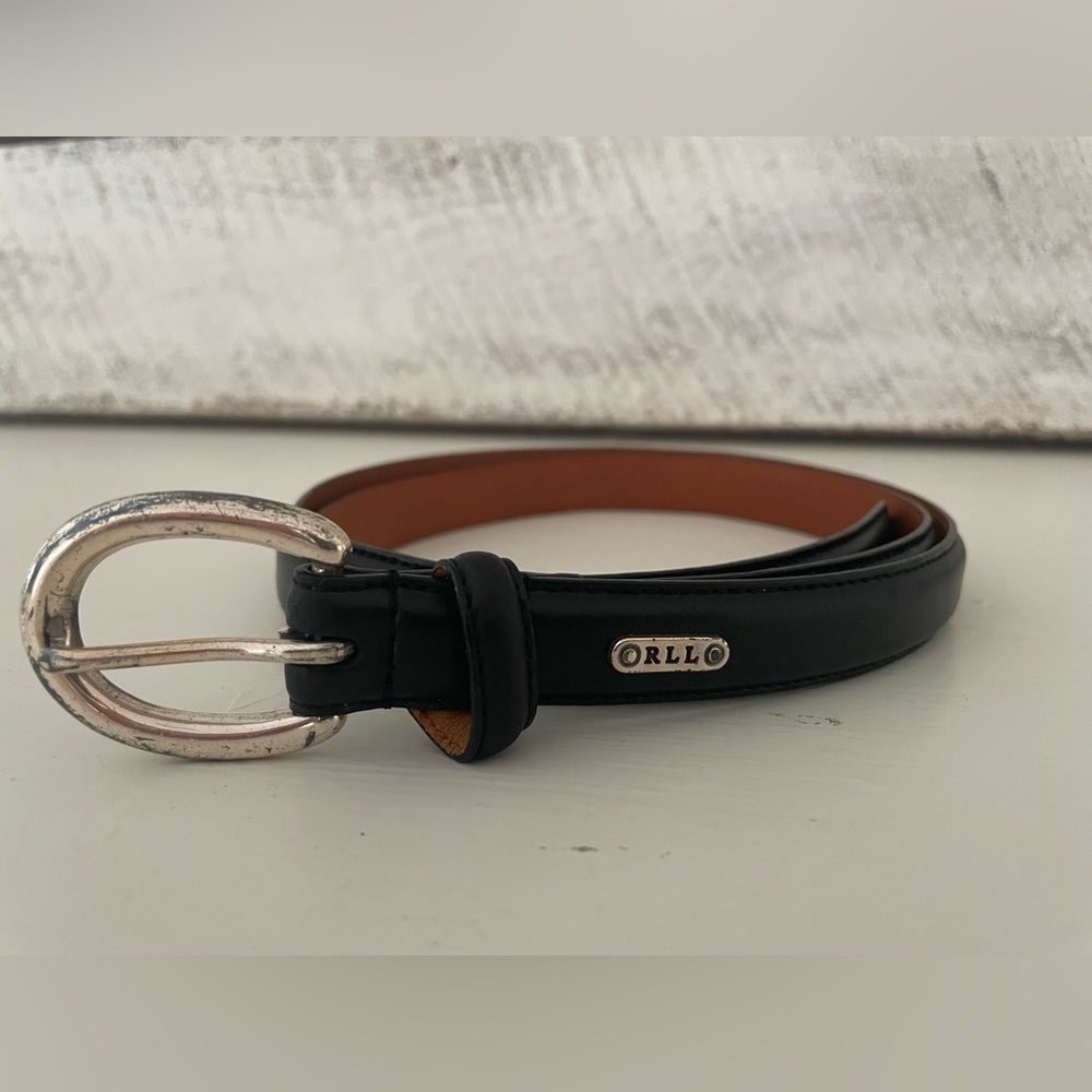 Ralph Lauren Black and Brown Belt with Silver Buckle